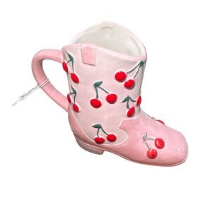 Pink Boot-Shaped Mug with Cherry Design